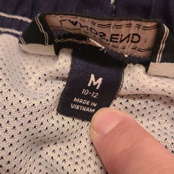 LANDS' END Boys Size M 10-12 Swim Trunks Suit Mesh Lining Red Blue Navy Swimming - Picture 4 of 5